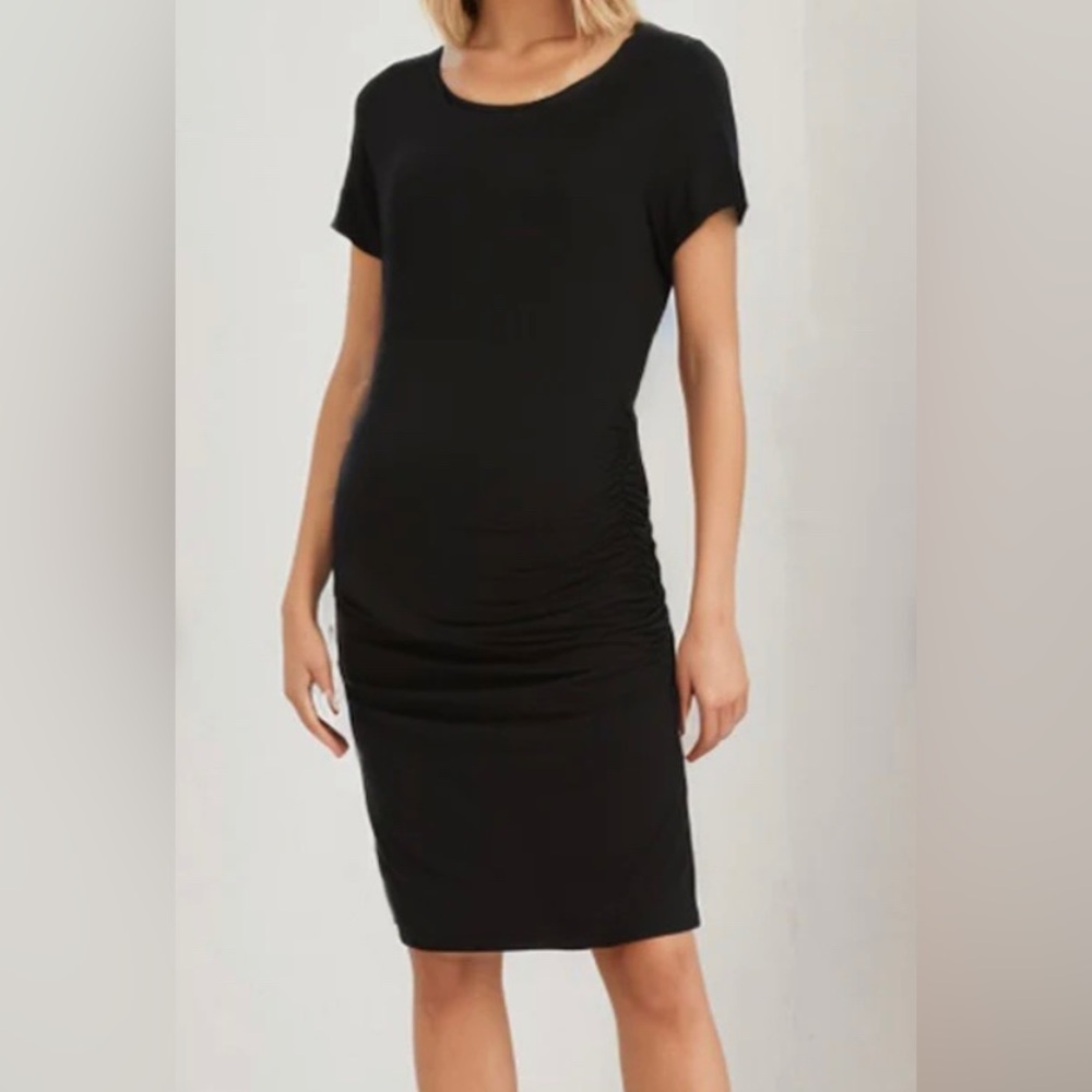 Smallshow Women's Short Sleeve Maternity Dress Ruched Pregnancy Clothes L